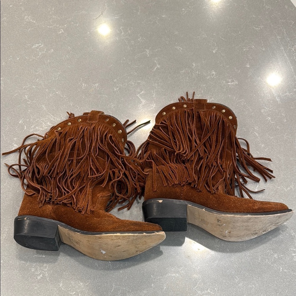 Shyanne Brown Fringe Ankle Booties